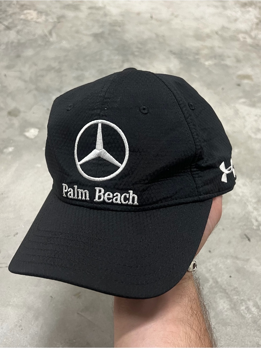 Mercedes-Benz Palm Beach Under Armour Men's Adjustable White Black Breathable